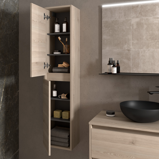 Badkamer kolomkast Salgar Noja 140cm licht eiken