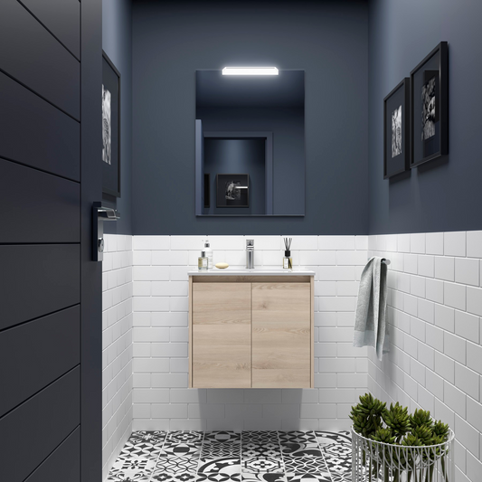 Badkamer meubelset Salgar Noja 60cm 2 deuren licht eiken