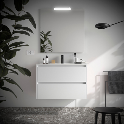 Badkamer meubelset Salgar Noja 80cm 2 laden wit mat