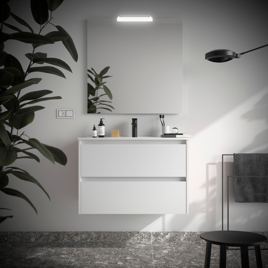 Badkamer meubelset Salgar Noja 80cm 2 laden wit mat