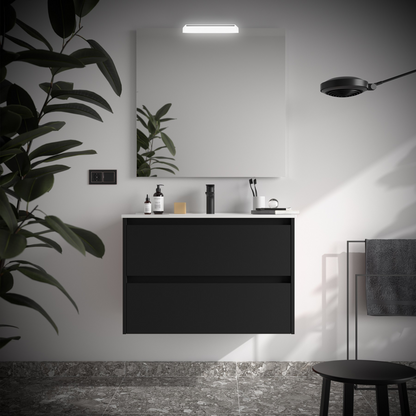Badkamer meubelset Salgar Noja 80cm 2 laden zwart mat