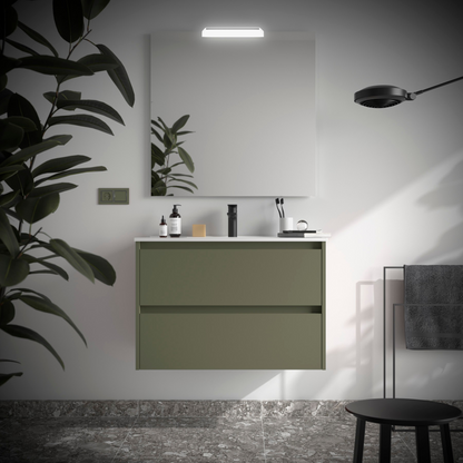 Badkamer meubelset Salgar Noja 80cm 2 laden groen mat