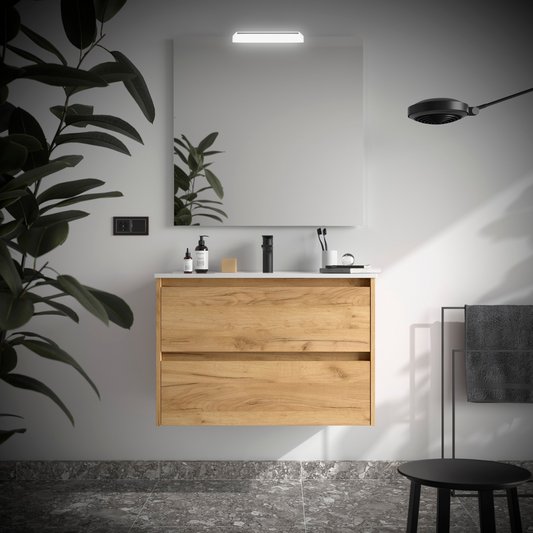 Badkamer meubelset Salgar Noja 80cm 2 laden afrikaans eiken