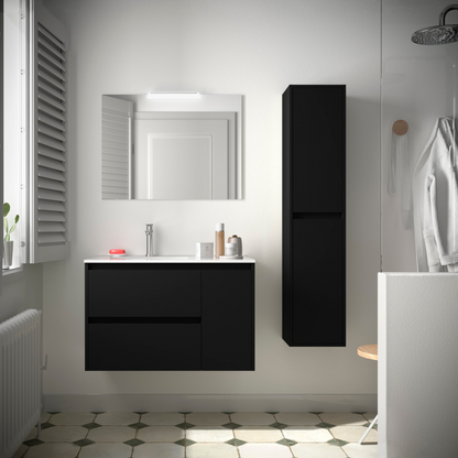 Badkamer kolomkast Salgar Noja 140cm zwart mat