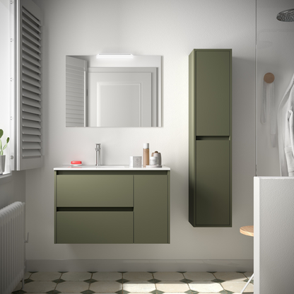 Badkamer meubelset Salgar Noja 85cm 2 laden en 1 deur recht groen mat