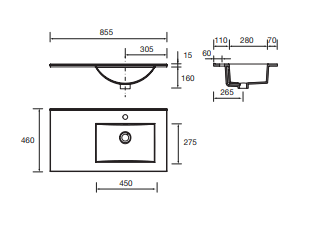 Badkamer meubelset Salgar Noja 85cm 2 laden en 1 deur links wit mat