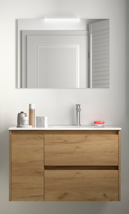 Badkamer meubelset Salgar Noja 85cm 2 laden en 1 deur links afrikaans eiken