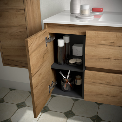 Badkamer meubelset Salgar Noja 85cm 2 laden en 1 deur links afrikaans eiken