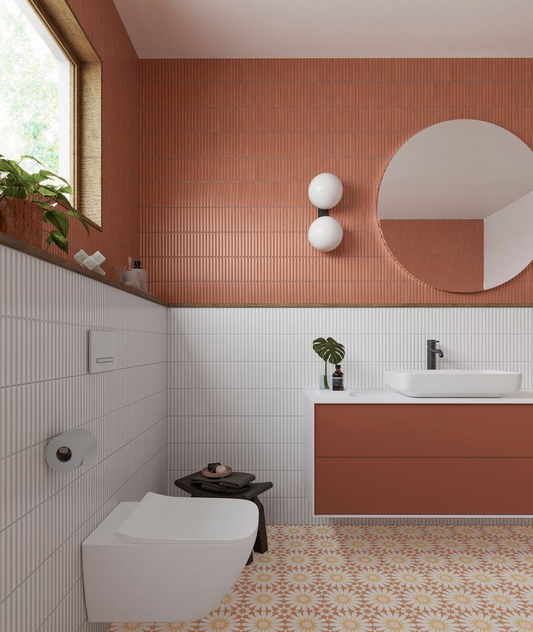 Wandtegel Valencia KitKat 62x32cm in mat terracotta rood, 1m2