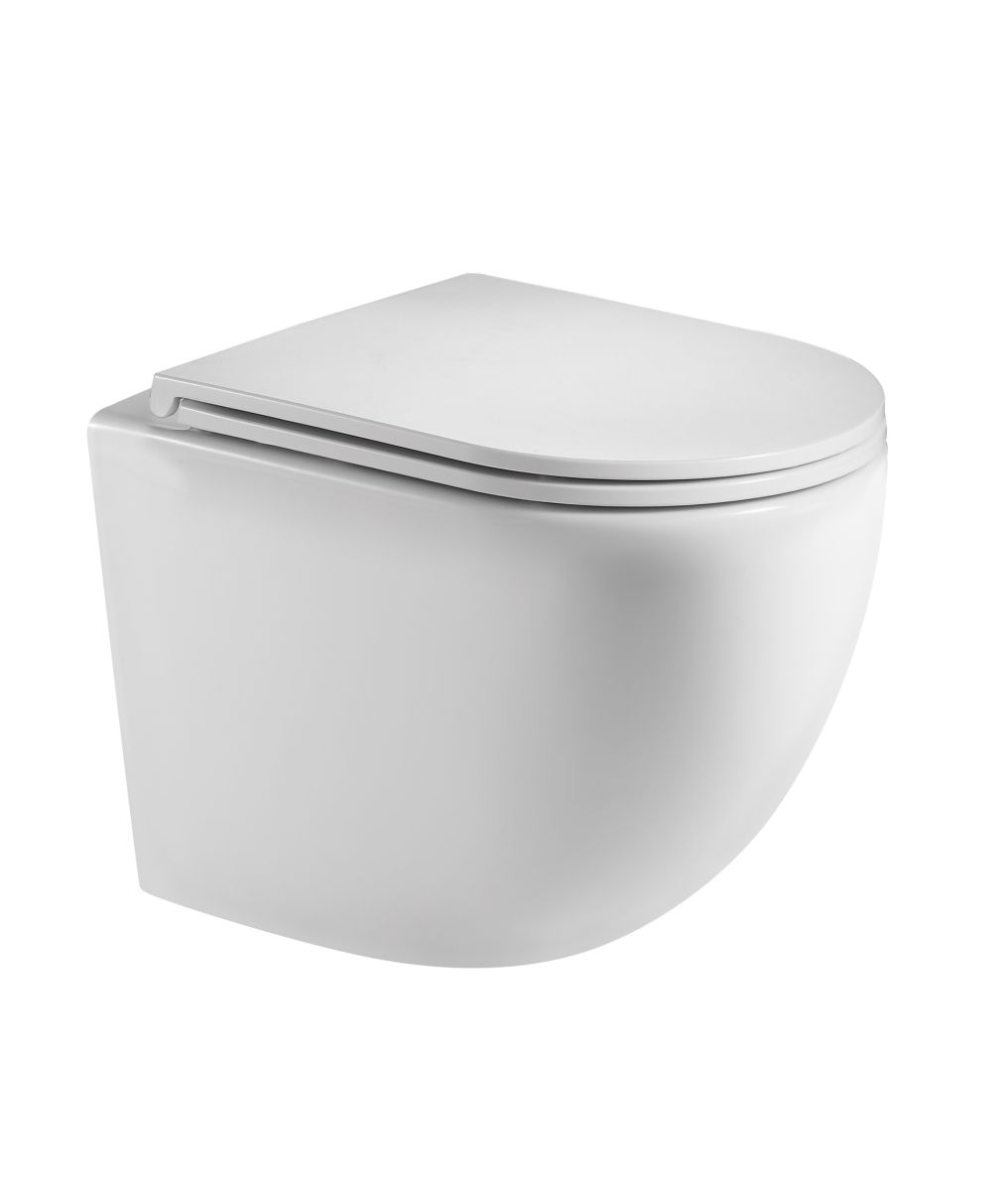 Wandcloset Woonwarenhuis Genova rimless met softclose toiletzitting wit glanzend