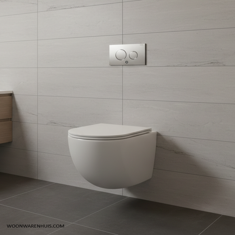 Wandcloset Woonwarenhuis Genova rimless met softclose toiletzitting wit glanzend
