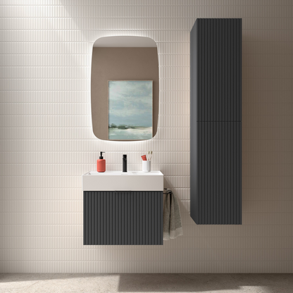 Badkamer onderkast en wastafel Salgar Biba 60cm 1 lade en 1 binnenlade Antraciet mat