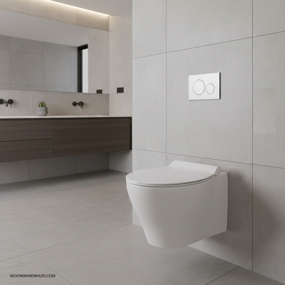 Wandcloset Woonwarenhuis Volcano rimless met softclose toiletzitting wit glanzend