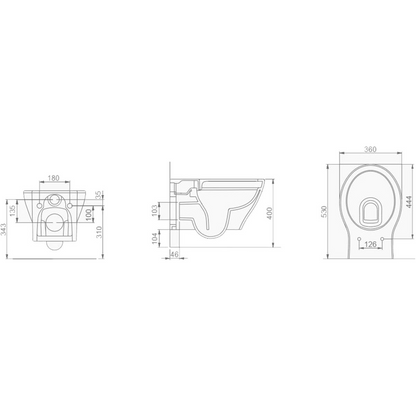 Wandcloset Woonwarenhuis Volcano rimless met softclose toiletzitting wit glanzend