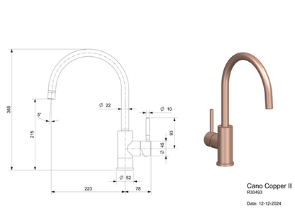 Keukenmengkraan Reginox Cano Copper II in PVD koper