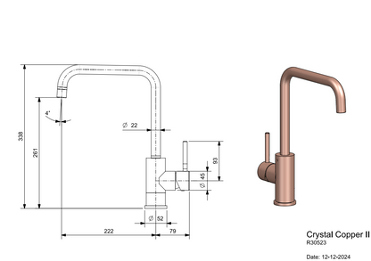 Keukenmengkraan Reginox Crystal Copper II in PVD koper