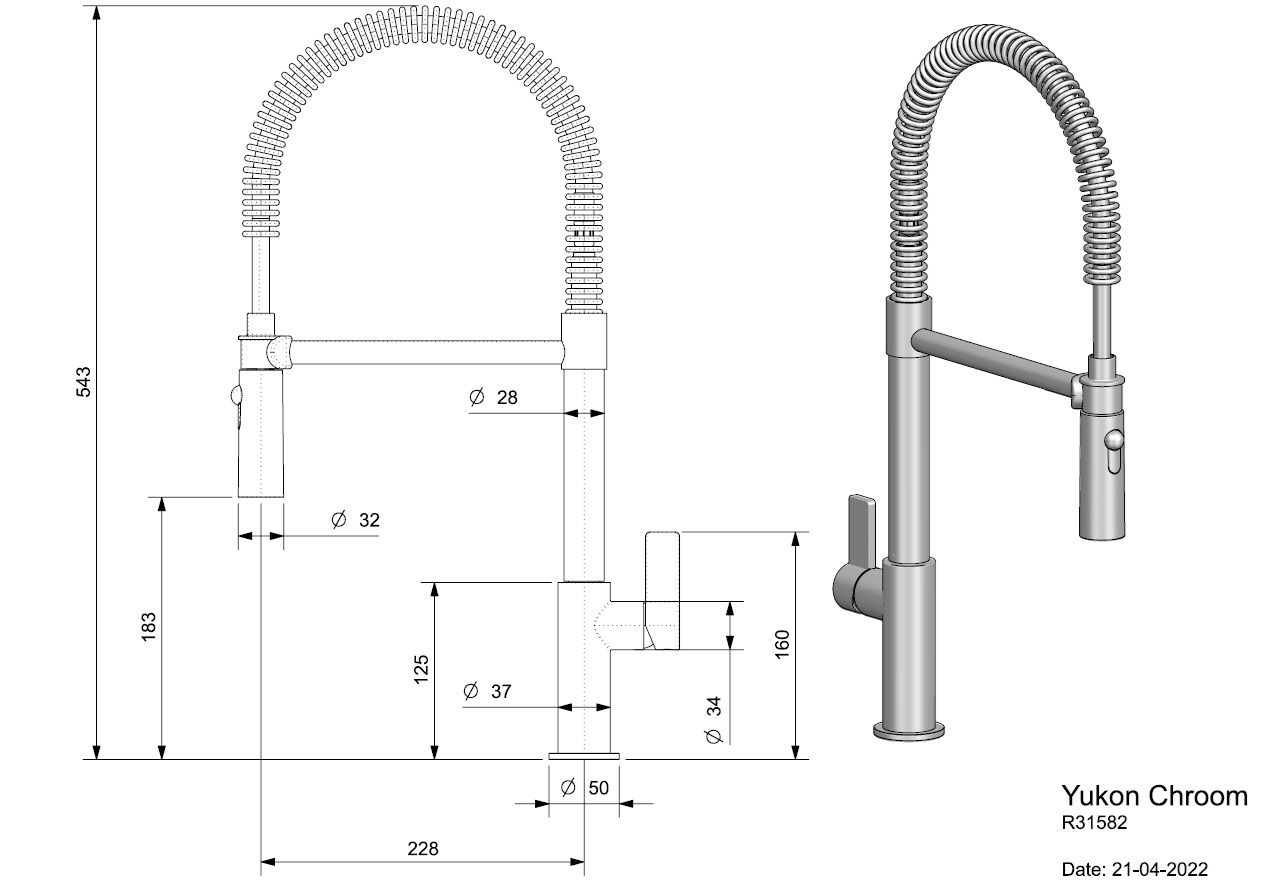 Keukenmengkraan Reginox Yukon professionele chef keukenkraan in chroom