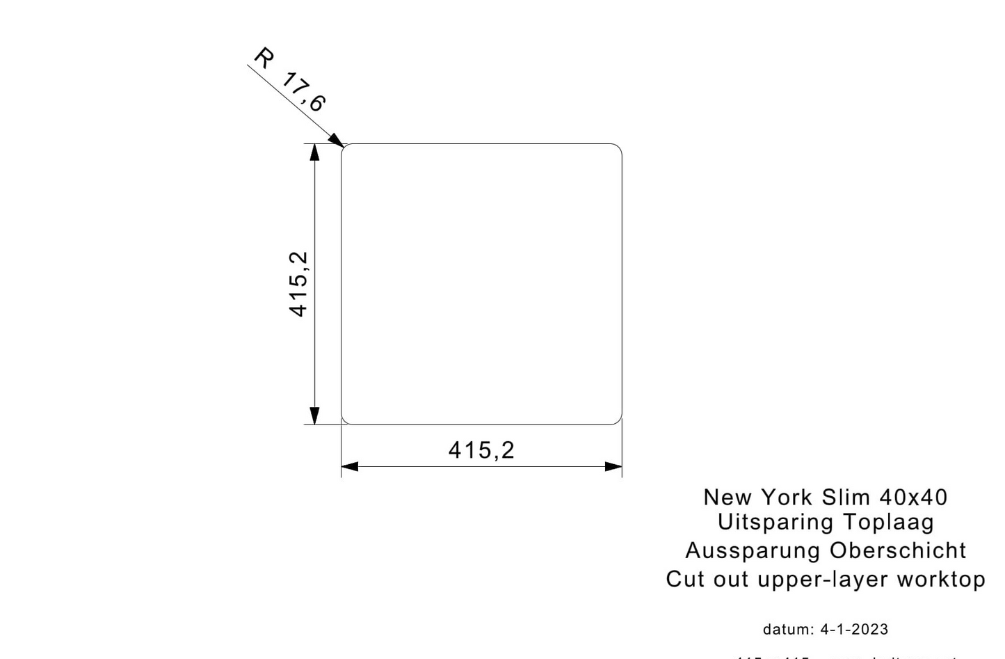 Keukenspoelbak Reginox New York Slim 50x40 cm Gunmetal II in PVD gunmetal grijs