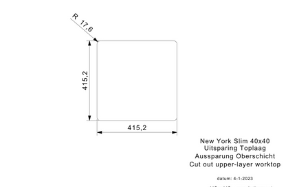 Keukenspoelbak Reginox New York Slim 50x40 cm Gunmetal II in PVD gunmetal grijs