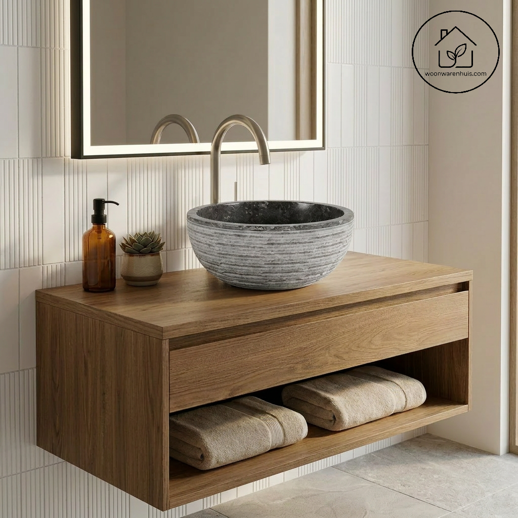 Opbouw waskom Differnz Alto rond 38cm marmer grijs