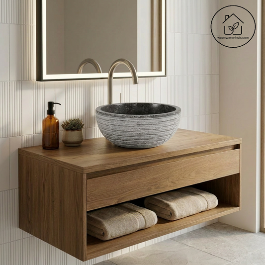 Opbouw waskom Differnz Alto rond 38cm marmer grijs