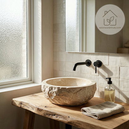 Opbouw waskom Differnz Asti rond 38cm marmer beige