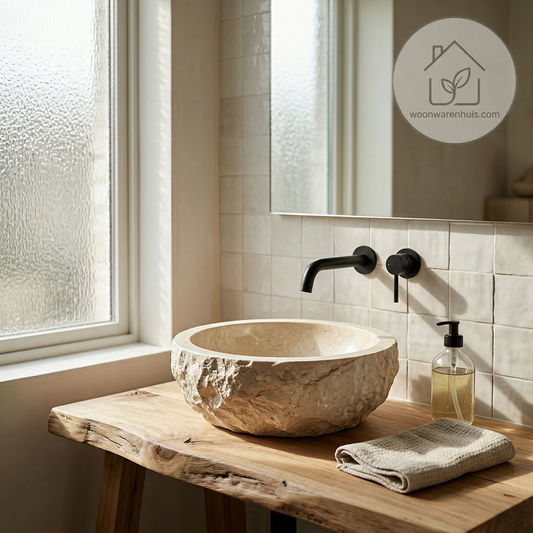 Opbouw waskom Differnz Asti rond 38cm marmer beige
