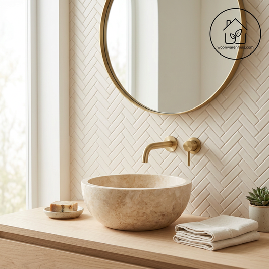 Opbouw waskom Differnz Lodi rond 38cm marmer beige