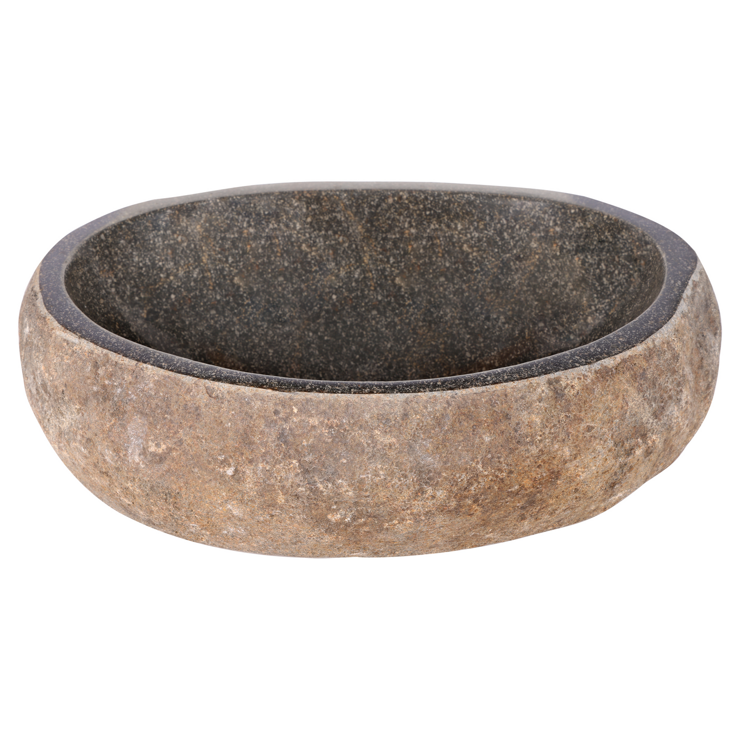 Opbouw waskom Differnz Riverstone Lombok Large natuursteen beige en grijs