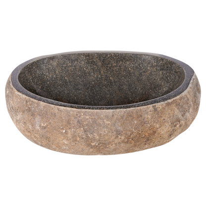 Opbouw waskom Differnz Riverstone Lombok Large natuursteen beige en grijs