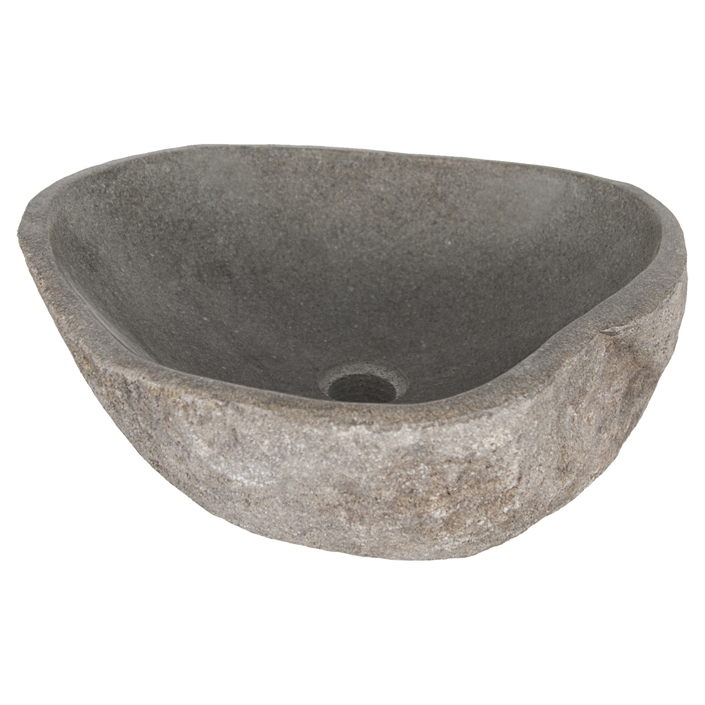 Opbouw waskom Differnz Riverstone Lombok Large natuursteen beige en grijs