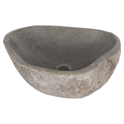 Opbouw waskom Differnz Riverstone Lombok Large natuursteen beige en grijs