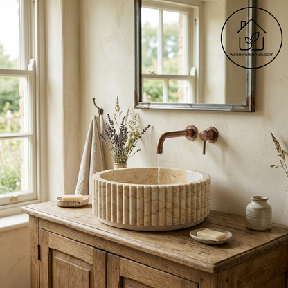 Opbouw waskom Differnz Ribba rond 40cm marmer beige