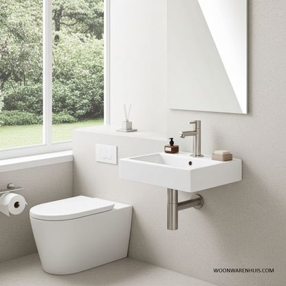 Complete fonteinset Differnz Flat 38x24 cm keramiek en rvs