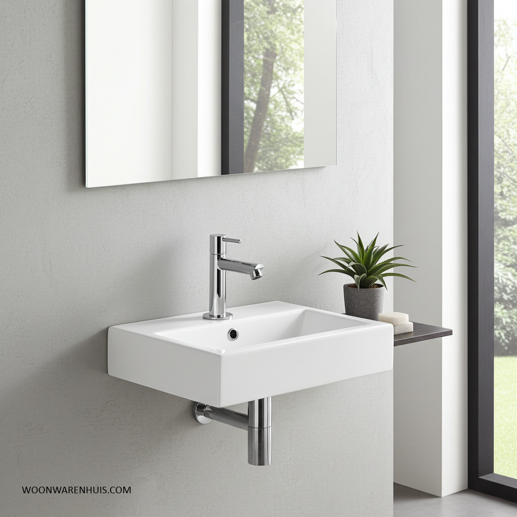 Complete fonteinset Differnz Flat 38x24 cm keramiek en chroom