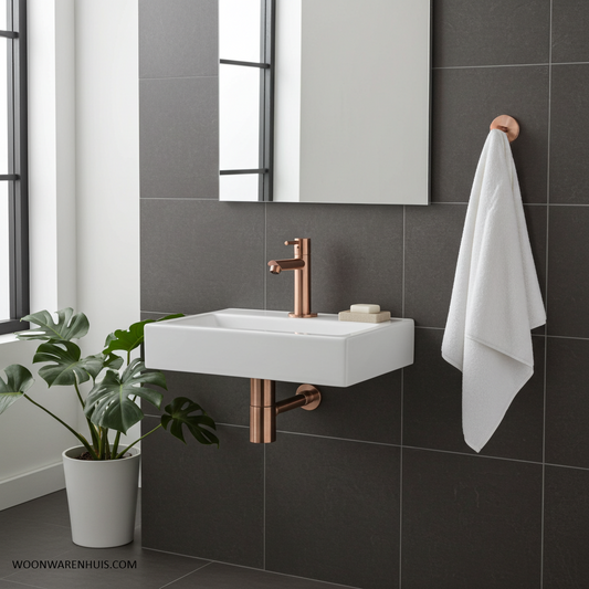 Complete fonteinset Differnz Flat 38x24 cm keramiek en koper