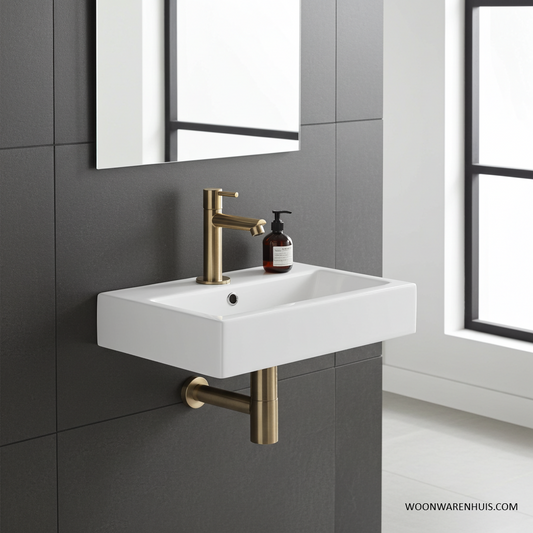 Complete fonteinset Differnz Flat 38x24 cm keramiek en goud