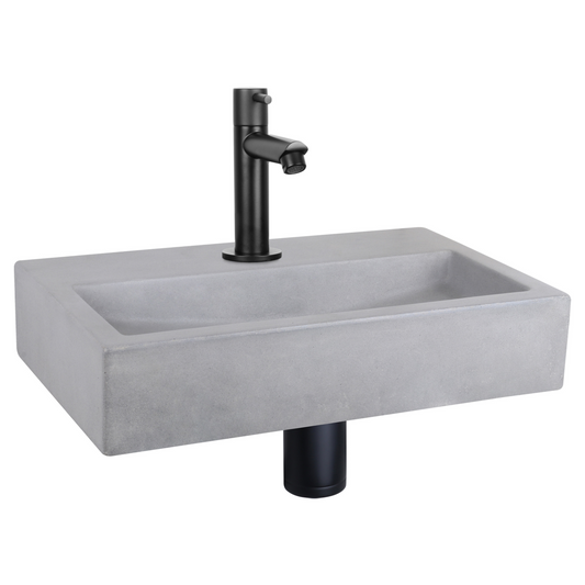 Complete fonteinset Differnz Flat 38x24 cm Beton en mat zwart