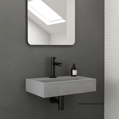 Complete fonteinset Differnz Flat 38x24 cm Beton en mat zwart