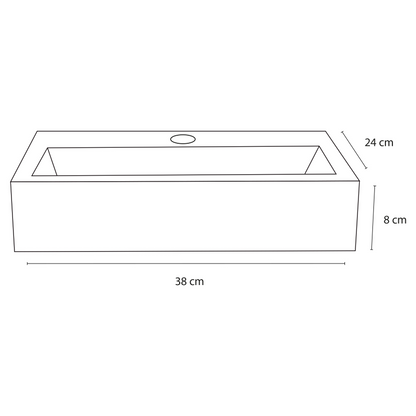 Complete fonteinset Differnz Flat 38x24 cm Beton en mat zwart