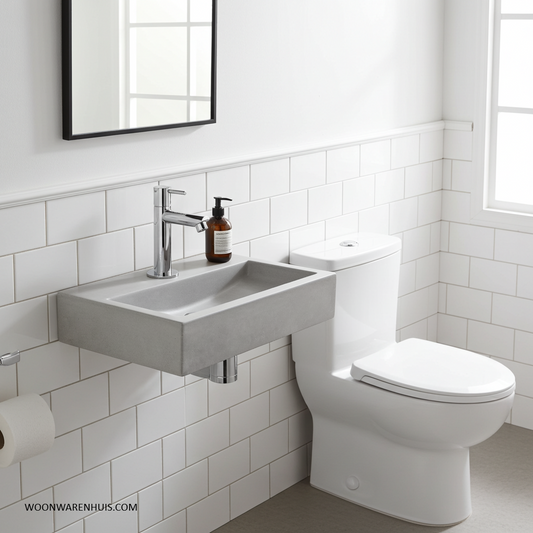 Complete fonteinset Differnz Flat 38x24 cm beton en chroom