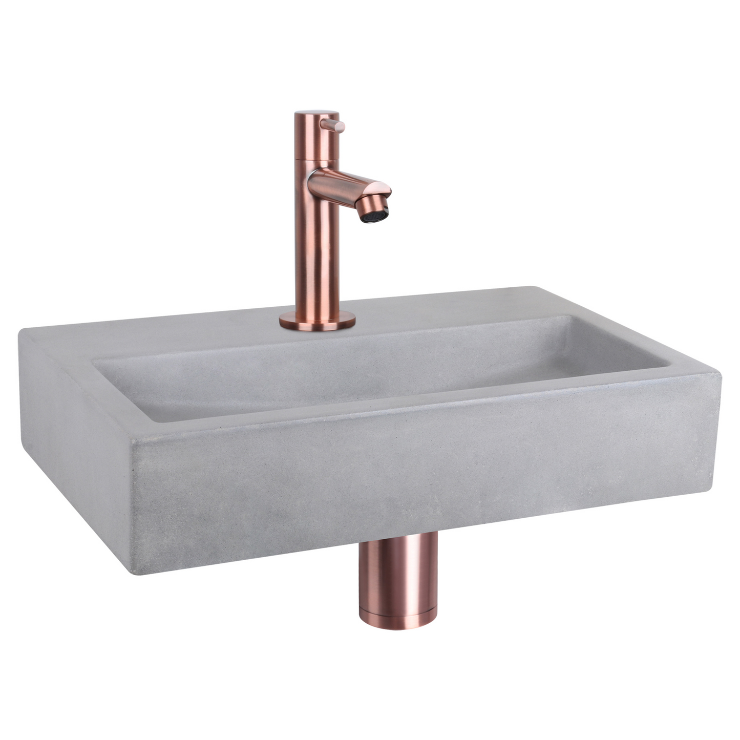 Complete fonteinset Differnz Flat 38x24 cm beton en rood koper