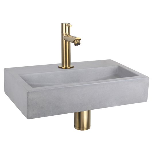 Complete fonteinset Differnz Flat 38x24 cm beton en mat goud