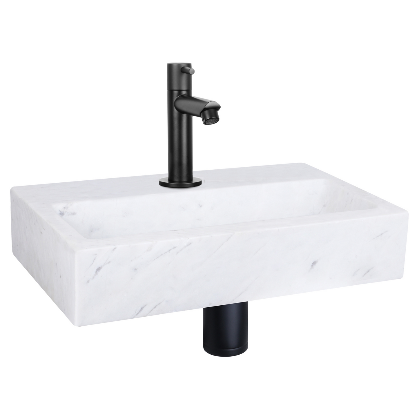 Complete fonteinset Differnz Flat 38x24 cm marmer en mat zwart
