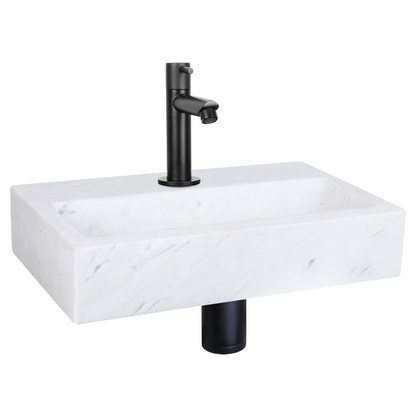 Complete fonteinset Differnz Flat 38x24 cm marmer en mat zwart
