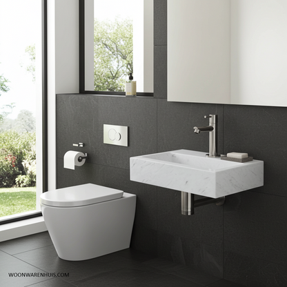 Complete fonteinset Differnz Flat 38x24 cm marmer en rvs