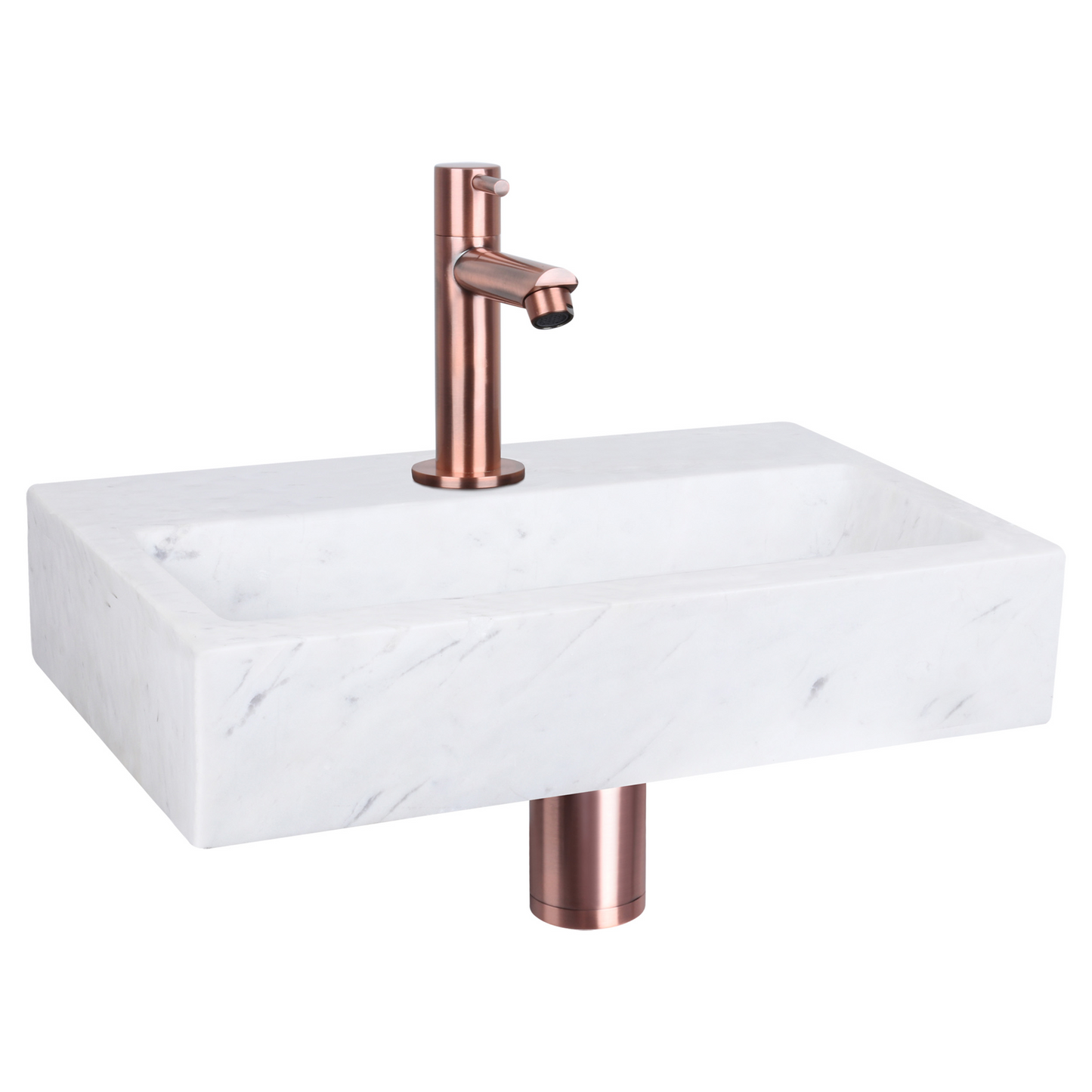 Complete fonteinset Differnz Flat 38x24 cm marmer en koper