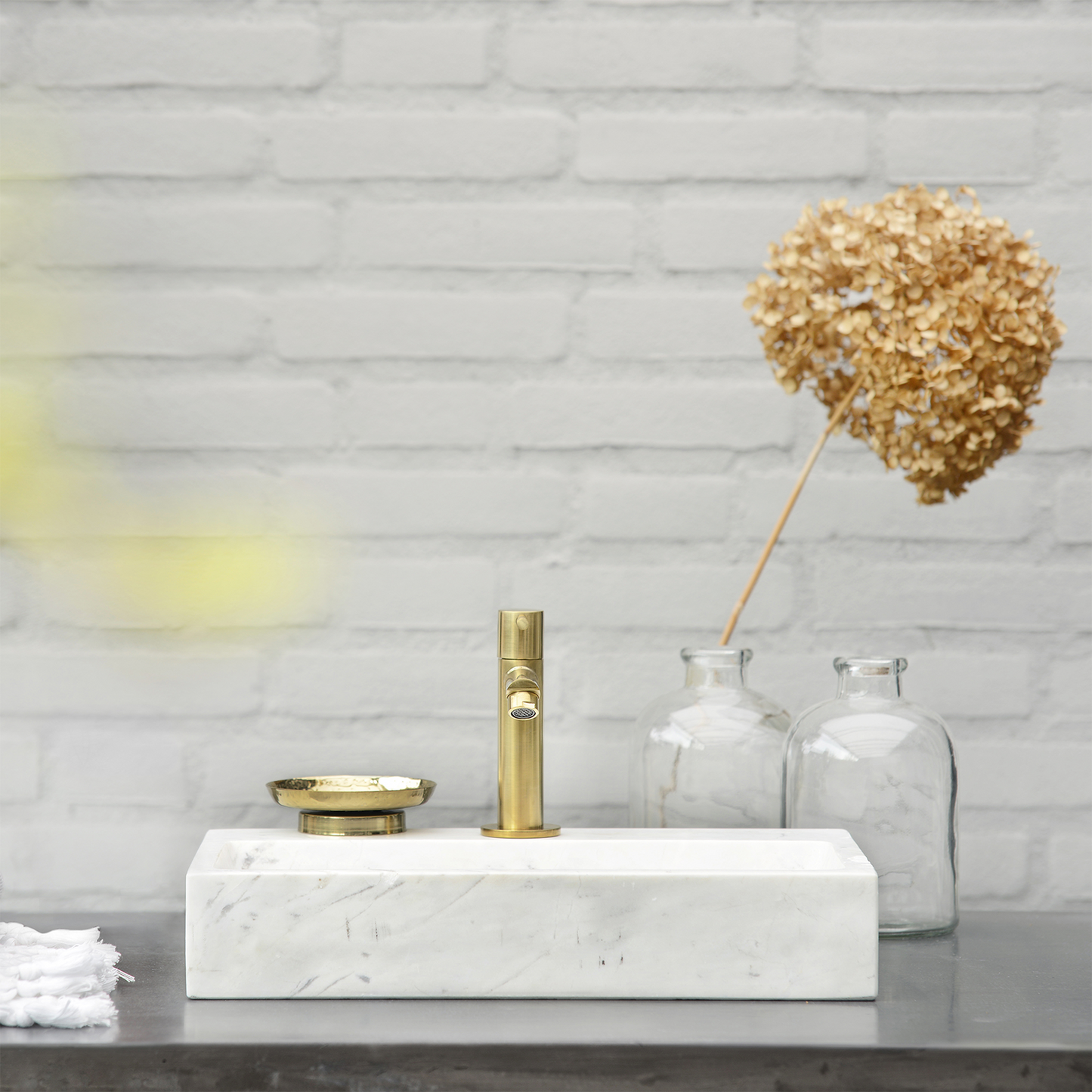 Complete fonteinset Differnz Flat 38x24 cm marmer en goud