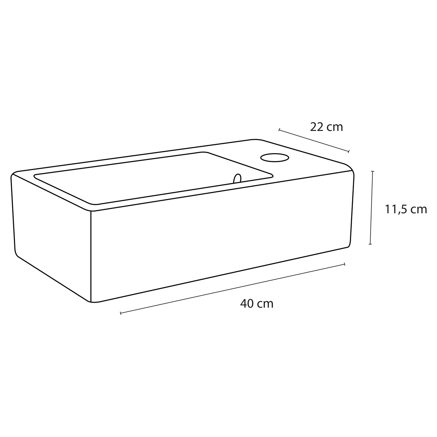 Complete fonteinset Differnz Force 40x22 cm keramiek en glanzend chroom gebogen kraan