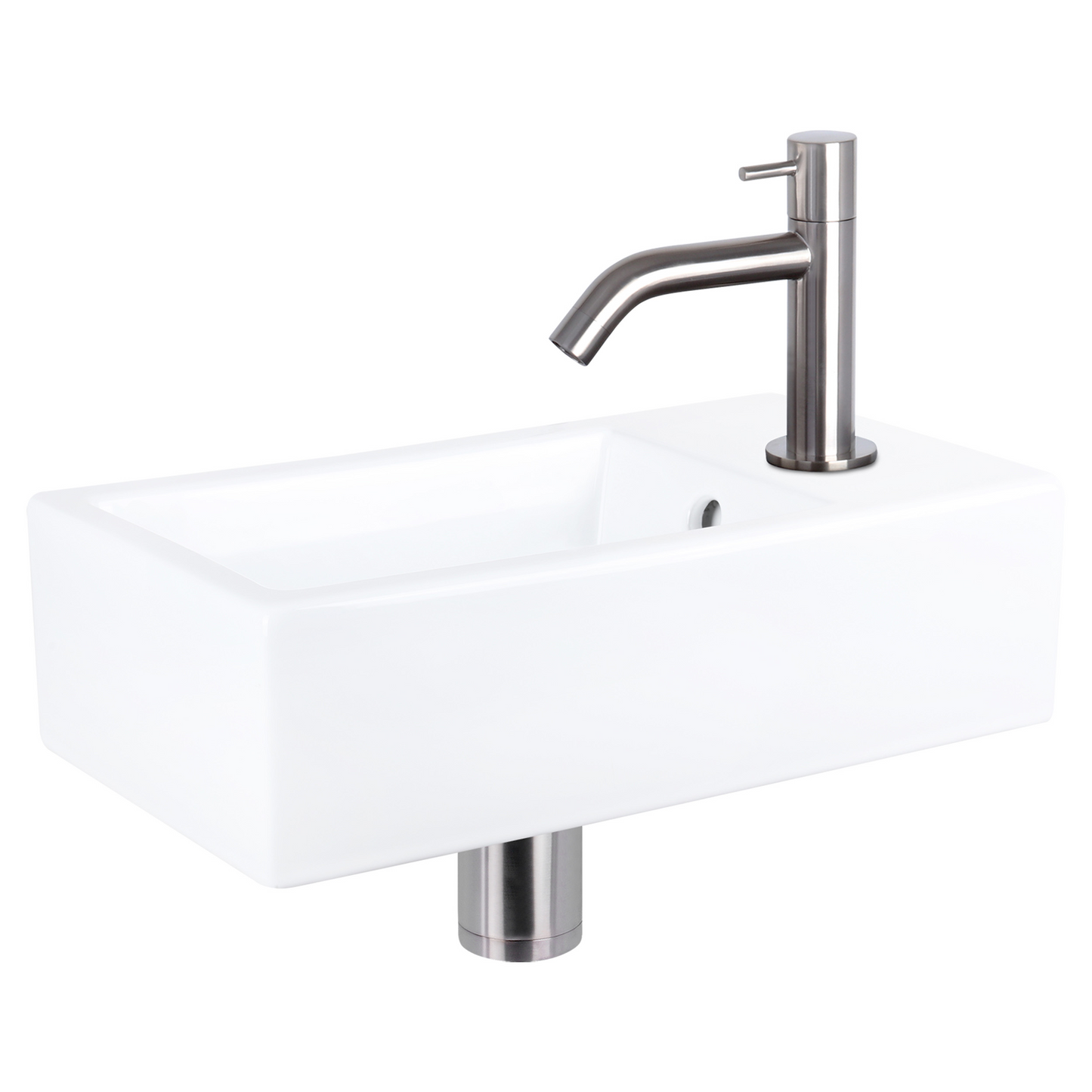 Complete fonteinset Differnz Force 40x22 cm keramiek en mat chroom gebogen kraan